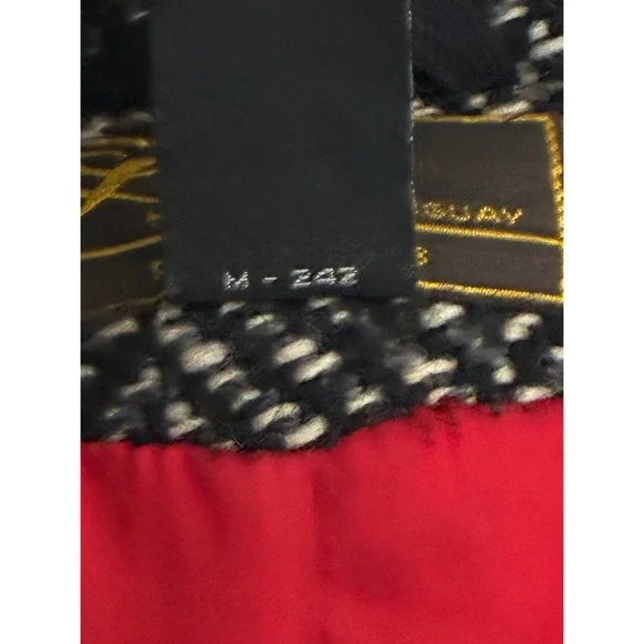 VTG Learsy 100% Wool Herringbone Coat Black White Red Lining Made in Uruguay 12 - Picture 6 of 16